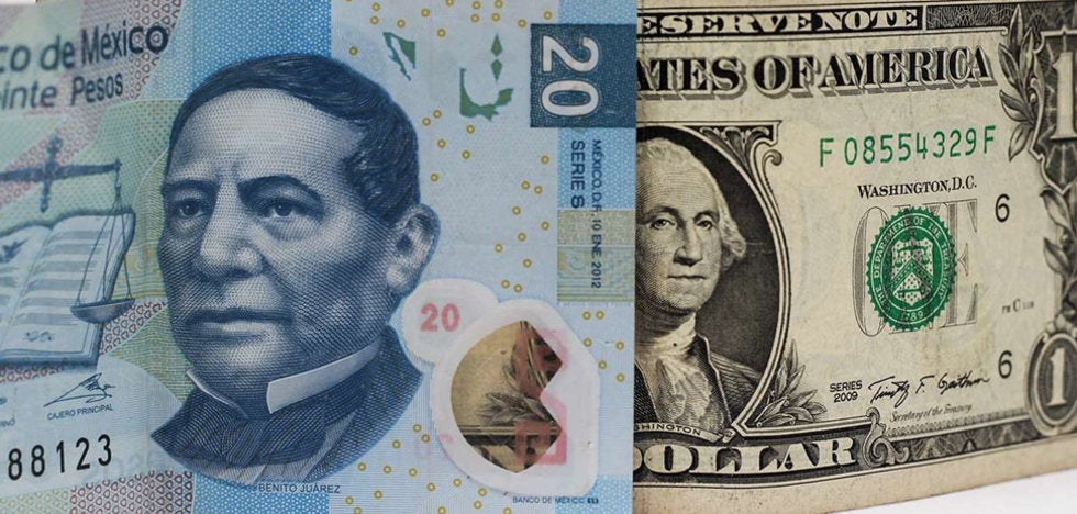 Peso avanza ante debilidad del dólar; tipo de cambio, en 19.04 unidades