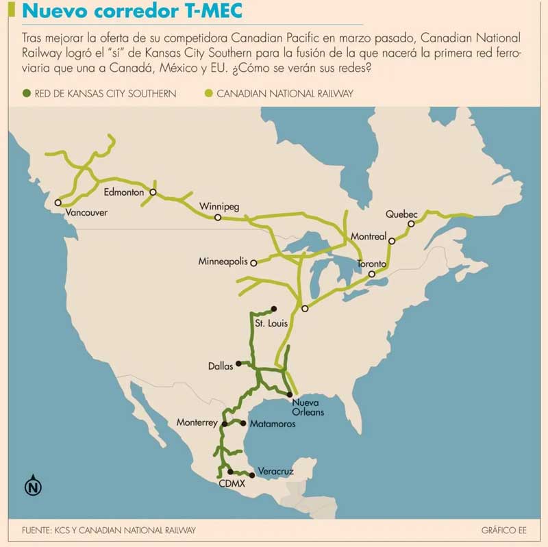 Fusión ferroviaria agilizará comercio de la región T-MEC