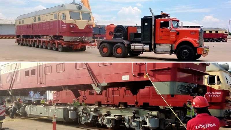 Descargan en Coatzacoalcos ocho locomotoras para el Tren Maya