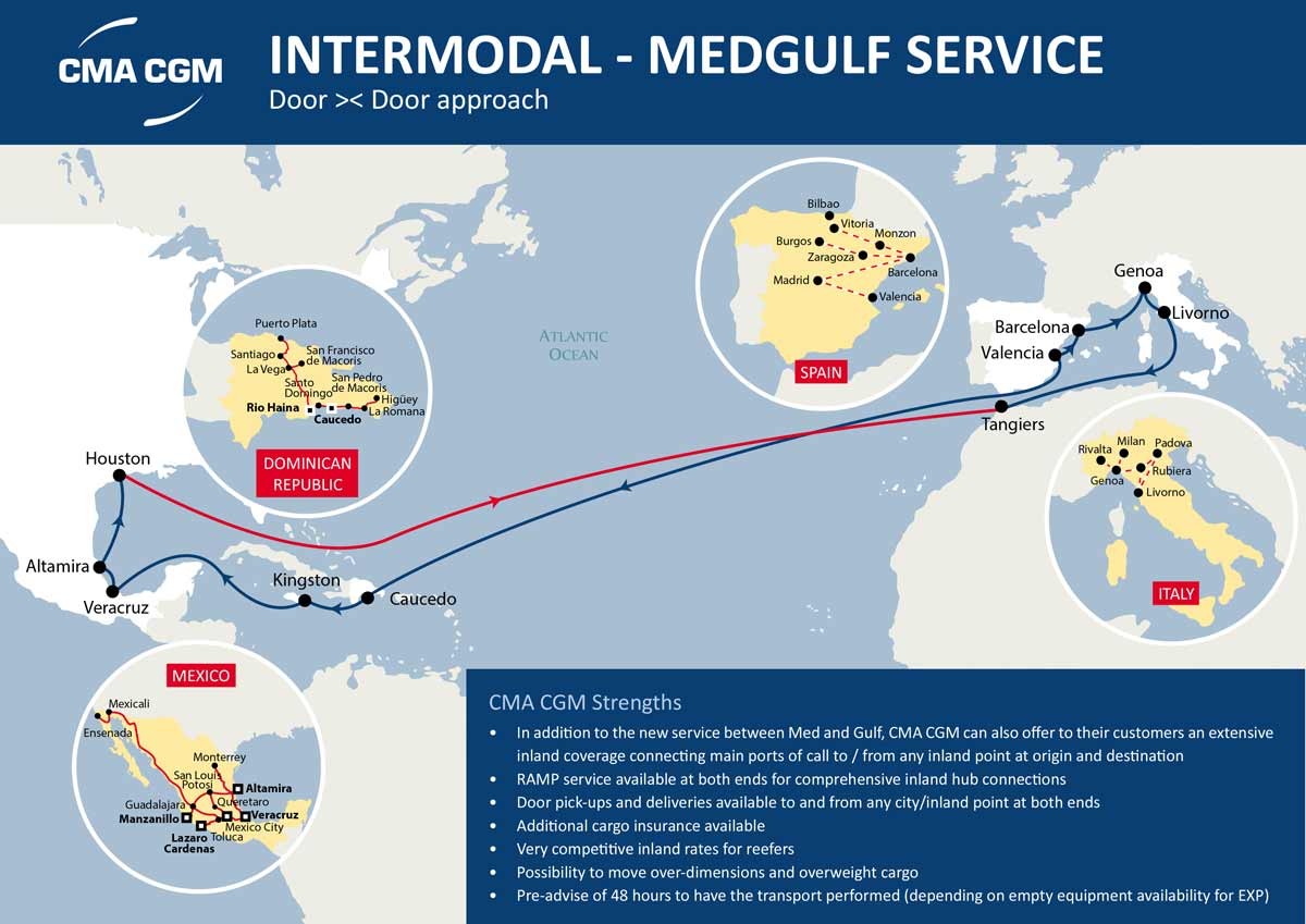 CMA CGM lanza nuevo servicio Medgulf conectando el Golfo de México con Europa