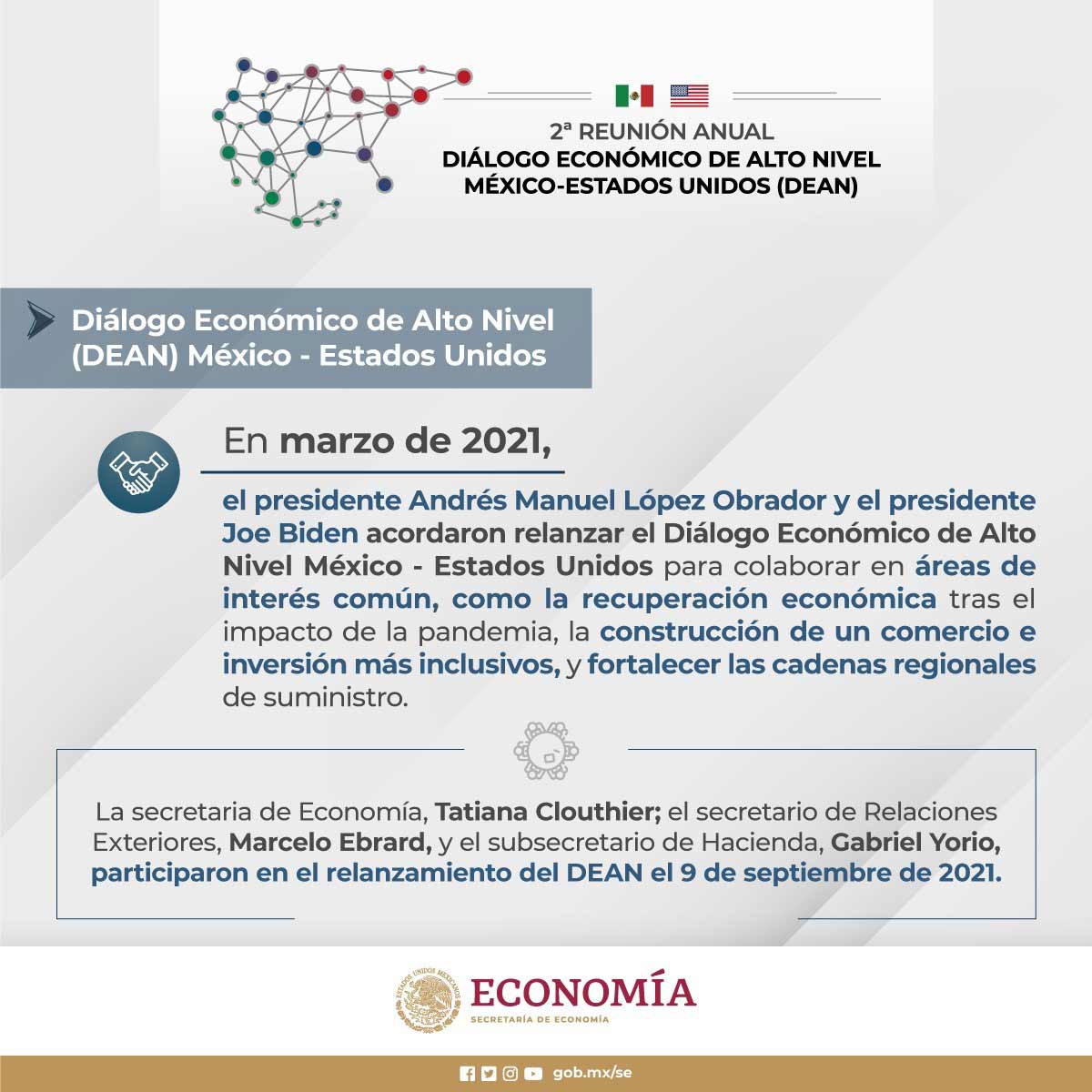 México será anfitrión de la 2da Reunión Anual del Diálogo Económico de Alto Nivel México – Estados Unidos